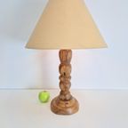 Vintage Brutalist Eik Hout Tafellamp ’50 Mid Century Japandi thumbnail 2