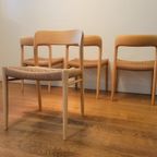 Vintage Set Van 4 Stoelen Van N.o. Møller Model 75 Uit 1970 thumbnail 7