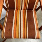 Tweetal Vintage Houten Fauteuils Met Gestreepte Stof, 1970’s thumbnail 21