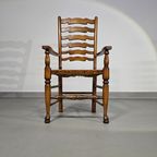 Set Of 4 Oak, Rustic, Farmhouse, Ladderback Dining Chairs With Rush Seats 1960s thumbnail 3
