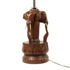 Grote Massief Teak Olifanten Lamp Vintage Tafellamp Sixties thumbnail 10