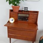 Vintage Deense Secretaire | Teak Houten Bureautje thumbnail 8