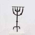 Large Brutalist Wrought Iron 5 Arm Candle Holder 1950S thumbnail 8