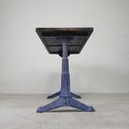 Art Deco Bistrotafel Met Gietijzeren Frame En Grenen Blad, Jaren 30 thumbnail 4