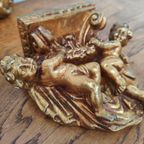 Vintage Hollywood Regency Spiegel Kuifspiegel Met Planchet thumbnail 8