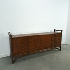 Hout Met Bamboe Dressoir Met Lades, Vintage Sideboard thumbnail 10