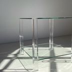 Vintage Hollywood Regency Sidetable Tafel Glass Plexiglas thumbnail 5