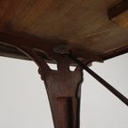 Art Deco Bistrotafel Met Eiken Blad Op Gietijzeren Frame thumbnail 27