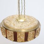Deense Hanglamp | Vintage | Amberkleurig Glas | Wengé thumbnail 11
