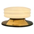 Art Deco (Style) - Deknudt Lustrerie - Solid Brass And Opaline Glass Ceiling Mounted Lamp - thumbnail 6