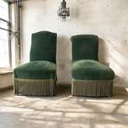 Set Van 2 Vintage Fauteuils / Eenzitjes Met Franjes thumbnail 3