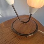 Zeldzame Jaren 50 Teak Melkglas Tafellamp Vintage Design thumbnail 6