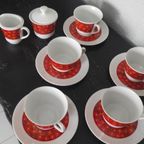 Vintage Kop En Schotels Bloemen Rood Oranje thumbnail 4