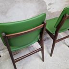 Nieuw Bekleed 4 Vintage Eetkamerstoelen Opnieuw Bekleed Groene Stoelen thumbnail 14