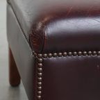 Bordeauxrode Rundleren Hocker/ Voetenbank In Engelse Stijl thumbnail 7