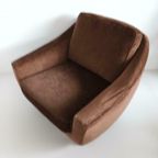 Vintage Jaren 60 Fauteuil Op Wielen Bruin Velours thumbnail 3