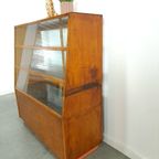 Fineer Toonbank, Winkel Vitrine Met Schuifdeuren, Vintage Vitrinekast thumbnail 3