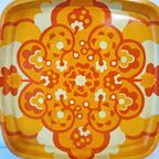 70's Vintage Dienblad Jaren 70 Blikken Dienblad Met Bloemen thumbnail 3
