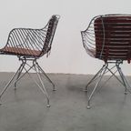 2 Design Wire Chairs Chroom Met Cognac Seat Pads thumbnail 3
