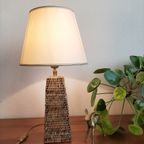 Vintage Rotan Tafellamp Met Linnen Lampenkap thumbnail 13