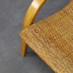 Rare Armchair In Wood And Woven Rattan, 1960s thumbnail 10