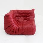 Togo Corner Chair Red Leather By Michel Ducaroy For Ligne Roset thumbnail 5