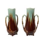 Franse Art Nouveau Majolica Vazen Orchies L’herminè Declercq 27cm thumbnail 16