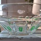 Vintage Glazen Schaal Met Groene Accenten, Bowl, Schaaltje thumbnail 4