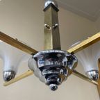 Lamp Art Deco 1930 Modernistisch 4 Arms Matglazen Schalen thumbnail 5