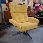60's Nieuw Bekleed Vintage Draaifauteuil Draaistoel Geel thumbnail 3