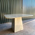 Vintage Carrara Marmeren Eettafel, Italië 1980 thumbnail 5