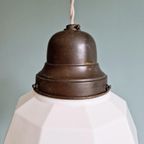 Art Deco Hanglamp In Gefacetteerde Witte Opaline, Jaren 20 thumbnail 4