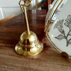 Vintage Hollywood Regency Hanglamp Met Messing En Glazen Bloemenkap – Jaren '80 Eyecatcher thumbnail 9