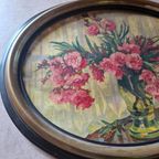 Antieke Ovale Lijst Met Prent Bloemen Schilderij Met Druk thumbnail 3