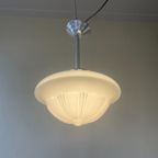 Lamp Hanglamp Art Deco 1930 Ufo Vorm Wit Glas Frans thumbnail 9