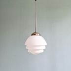 Art Deco Hanglamp In Witte Opaline, Jaren 1920-30 thumbnail 6