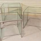 Vintage Glas En Chrome Mimiset Nesting Tables Bijzettafels thumbnail 18