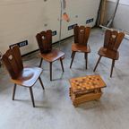 4 Vintage Houten Eet-Stoelen Uit De Jaren 50S/60S thumbnail 15