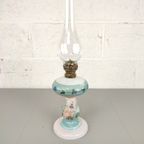 Antieke Handbeschilderde Opaline Olielamp thumbnail 7
