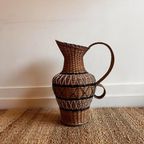 Rotan Rieten Kruik Vaas Jaren 60 Vintage thumbnail 6