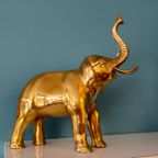 Grote Vintage Zware Messing Olifant Beeld thumbnail 4