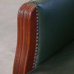 Charmante Groene Rundleren En Houten Bijzet/ Eetkamer/ Bureaustoel In Engelse Stijl thumbnail 10
