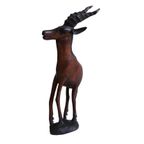 Vintage Beeld Antilope Handgesneden Uit Hout, Jaren '60/'70 thumbnail 5