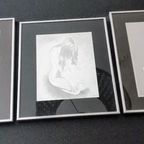 Drieluik Zilver Zwart Metaal Gravures Angerand 3 Dames thumbnail 7
