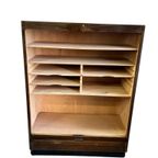 Vintage Houten Vakkenkast / Archiefkast Met Rolluik thumbnail 6