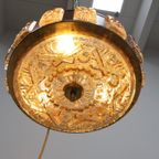 Deense Hanglamp | Vintage | Amberkleurig Glas | Wengé thumbnail 4