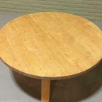 Vintage Brutalist Massief Eiken Salontafel, Rond thumbnail 5