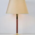 Vintage Metalarte Tafellamp George Hansen Leer Messing ‘60 thumbnail 3