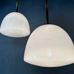 3 X Art Deco Klooster-/schoollampen – Opaline En Messing thumbnail 6