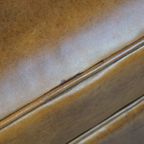 Unieke En Tijdloze Cognac-kleurige Schapenleren En Houten Art Deco Design Fauteuil thumbnail 11